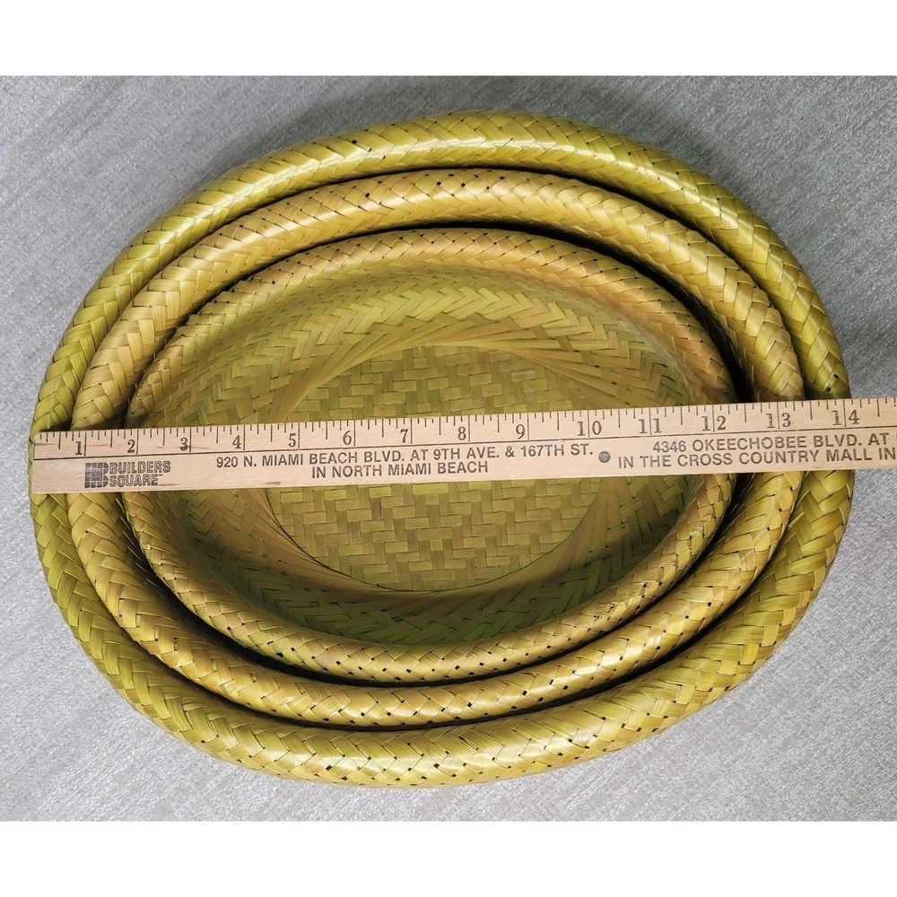 3 Crate & Barrel Bambu Bamboo Nesting Bowls Woven 11 1/2
